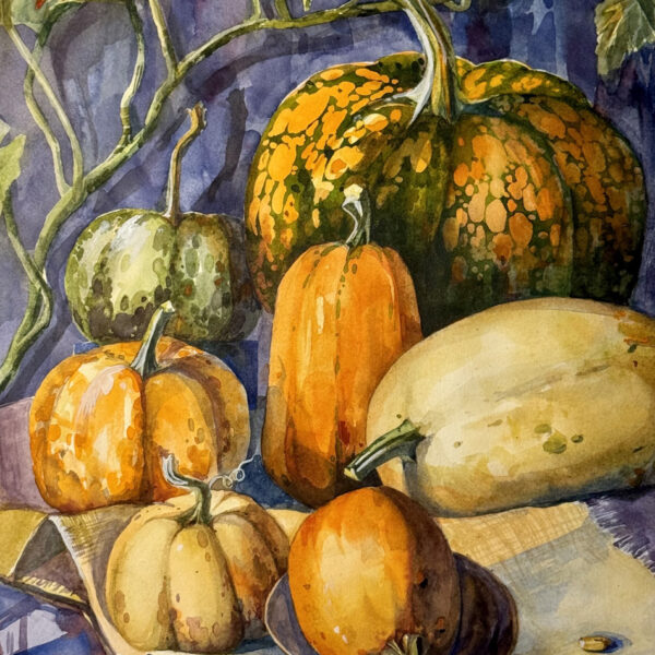 Pumpkins on a blue background (2024)